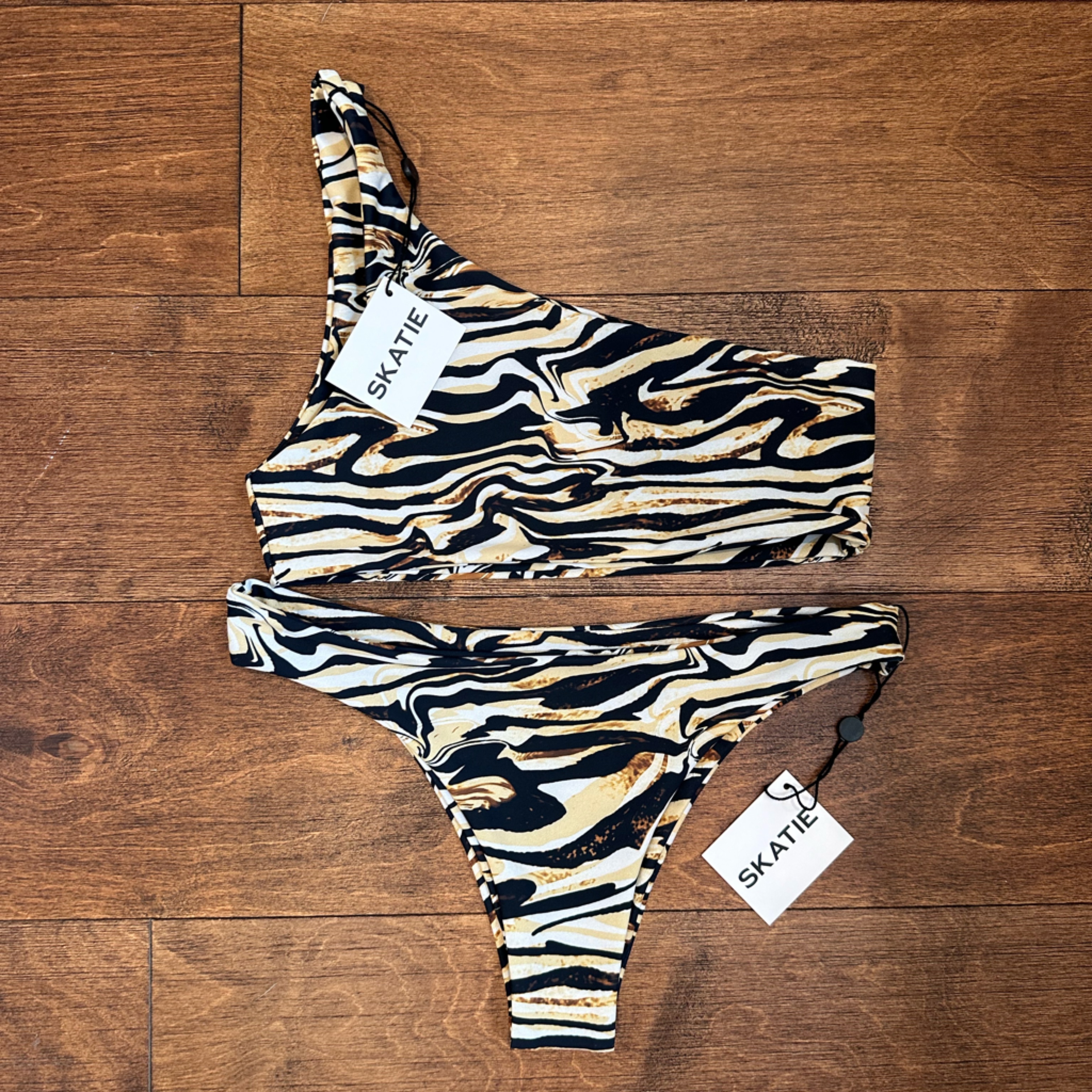 Skatie Black And Gold Swirl Bikini